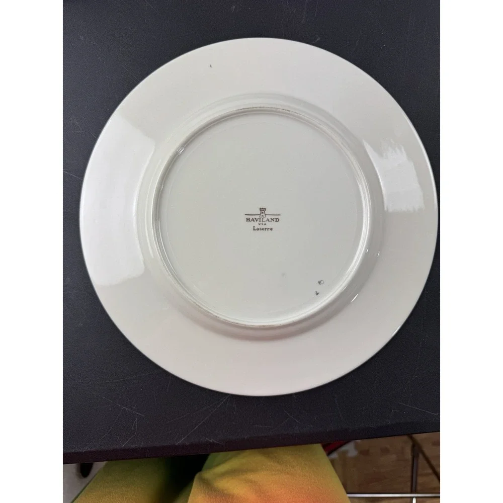 Haviland USA Laserre‎ Dinner Plates Floral Gold Trim Set of 3